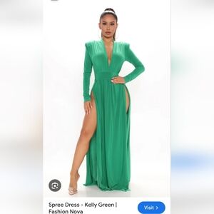 Fashion Nova Emerald Long Sleeve Dress Small